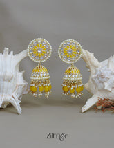 Zuri Yellow Jumkha Earrings 1-Zilmor